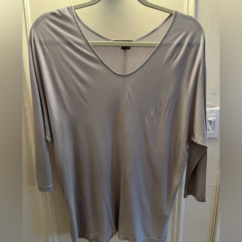 Vince shirt scoop neck with dolman 3/4 length sleeves.